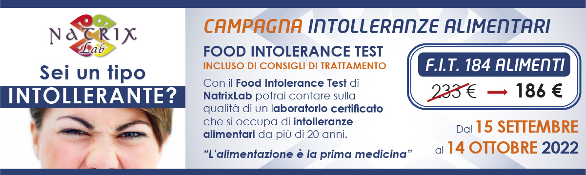 TEST INTOLLERANZE ALIMENTARI NATRIXLAB: TEST COMPLETO DI 184 alimenti a 186 € anziche 223€